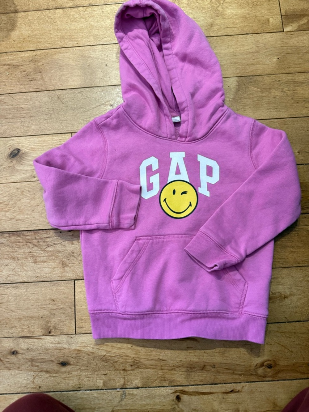 GAP Kids Bright Pink Hoodie with Yellow Smiley